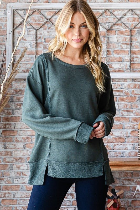 Low Key High Low Sweater - Forest