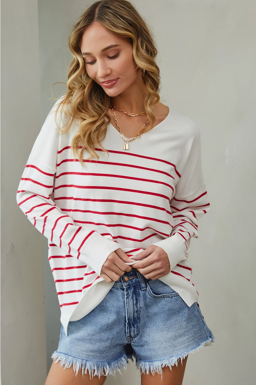Date Night Striped Loose Fit Long Sleeve