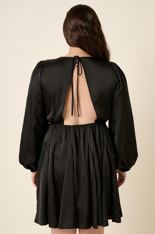 Layla Satin Mini Dress - Black