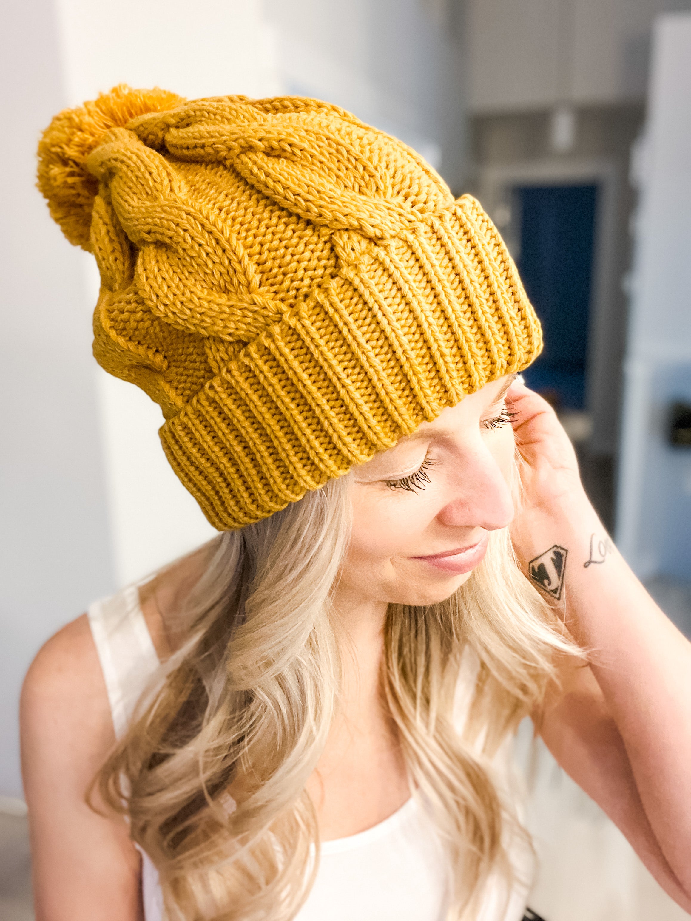 Oversized Chunky Knit Toque - Camel
